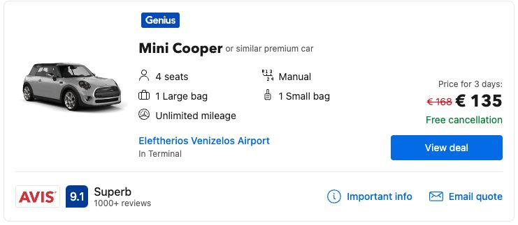 Example of how to display car deals 